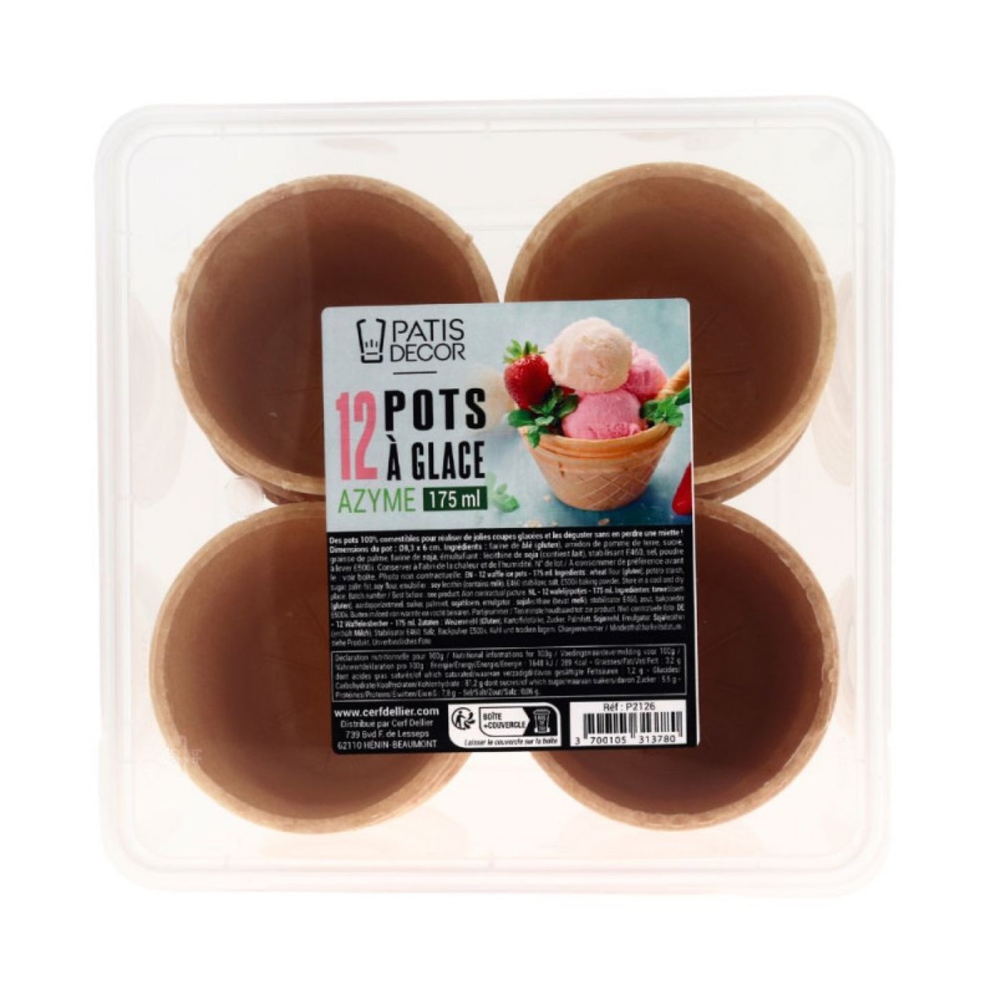 12 pots à glaces en azyme