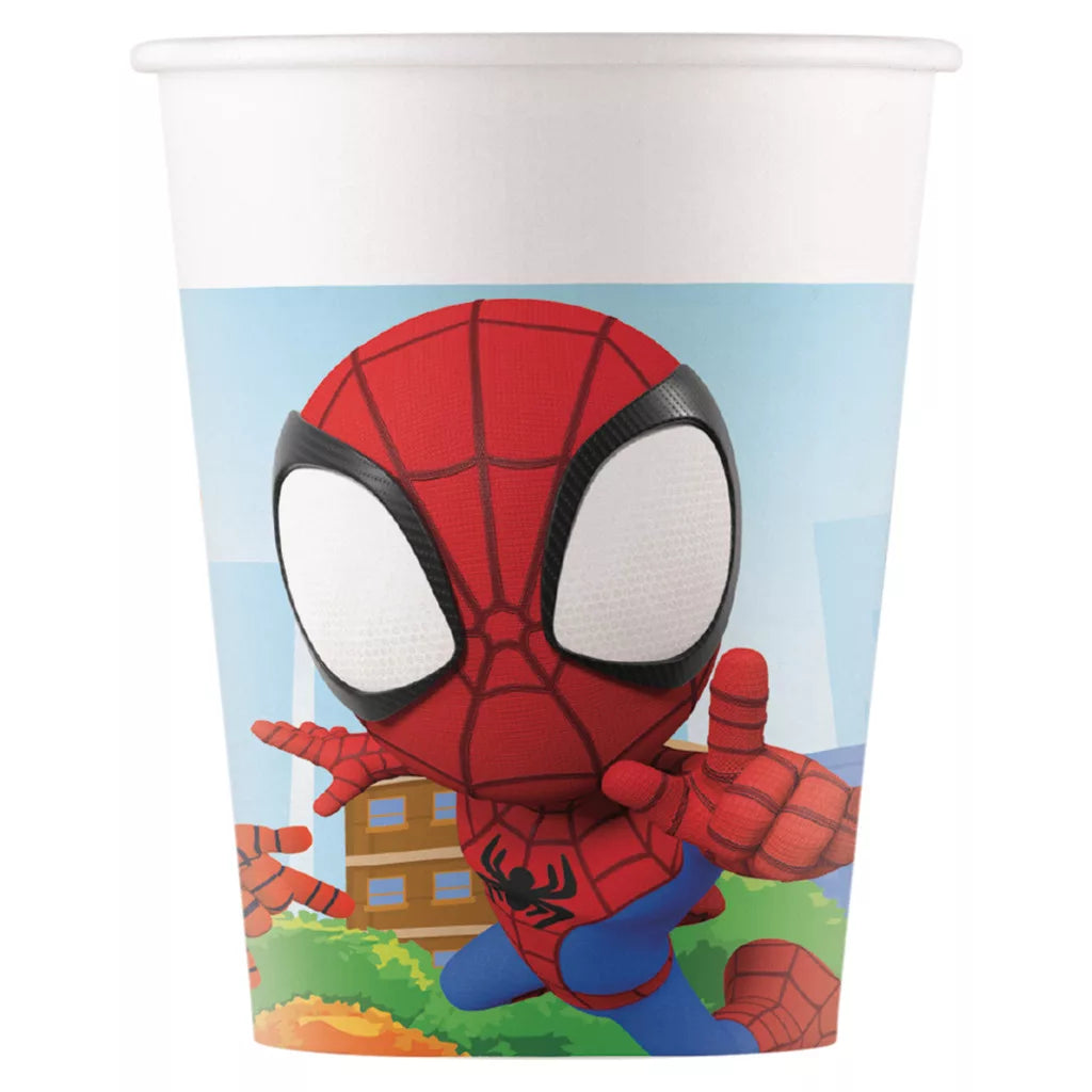Gobelets en carton Spidey (200 ml, 8 pièces)