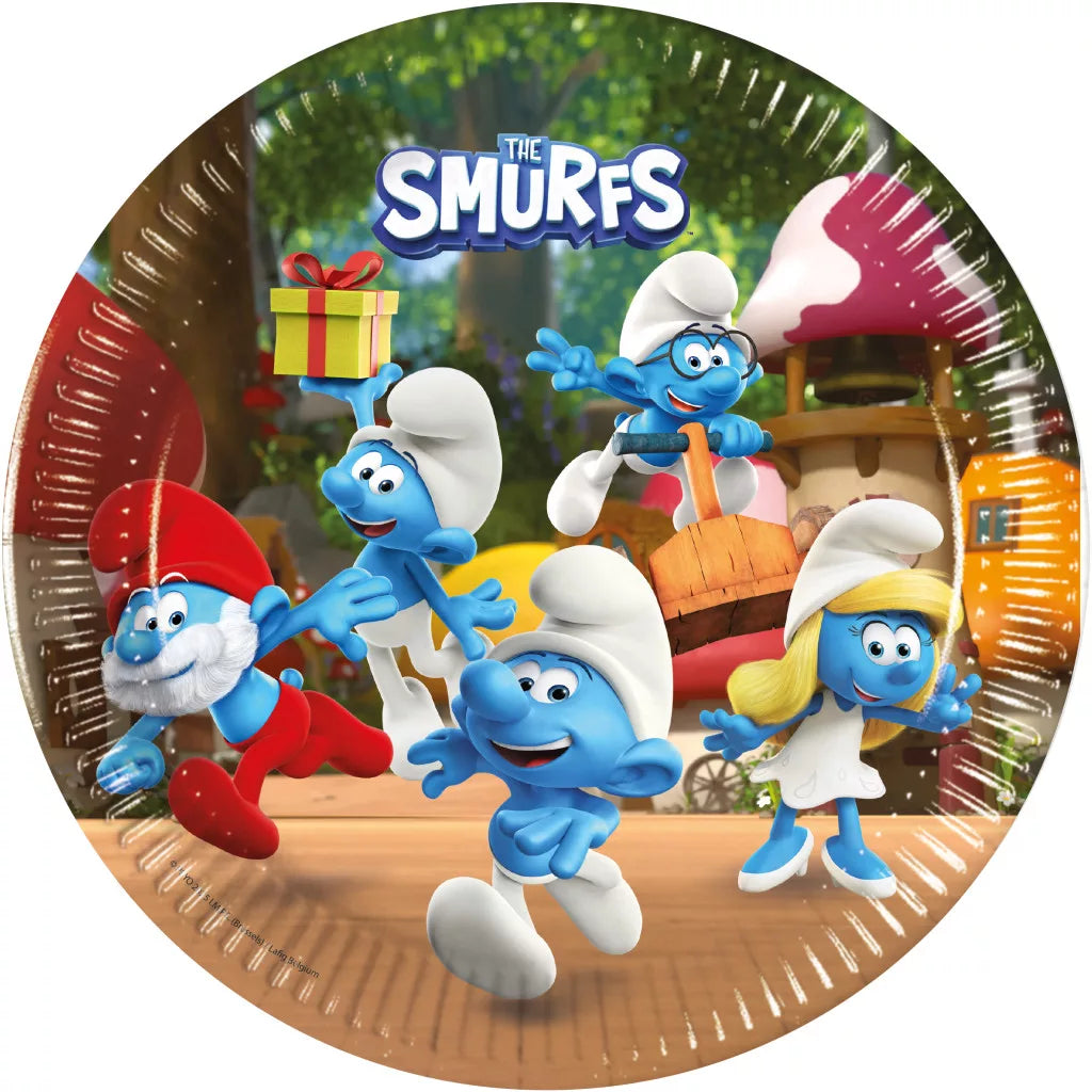 Assiettes Schtroumpfs Joyful en carton (23cm, 8 pièces)