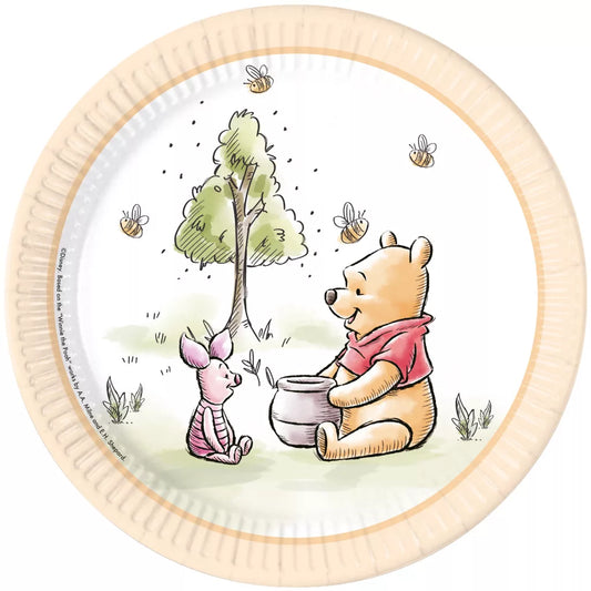 Assiettes Winnie l'Ourson Loves Nature en carton (23cm, 8 pièces)