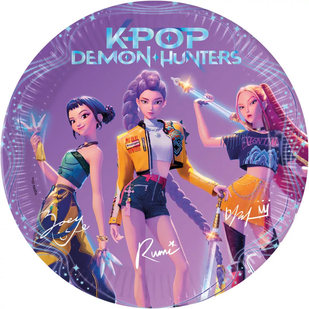 Assiettes KPop Demon Hunters Honmoon en carton (23cm, 8 pièces)