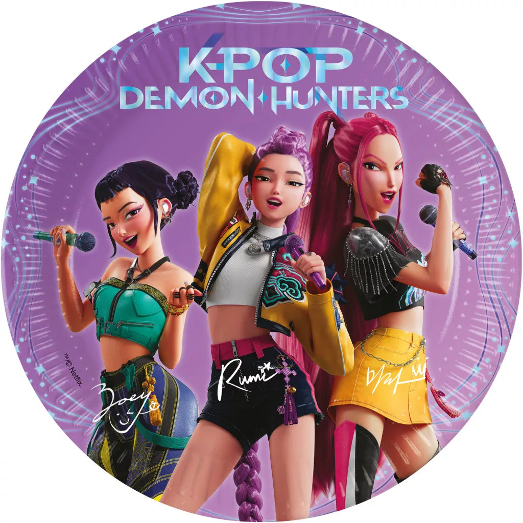 Assiettes KPop Demon Hunters Honmoon en carton (20cm, 8 pièces)