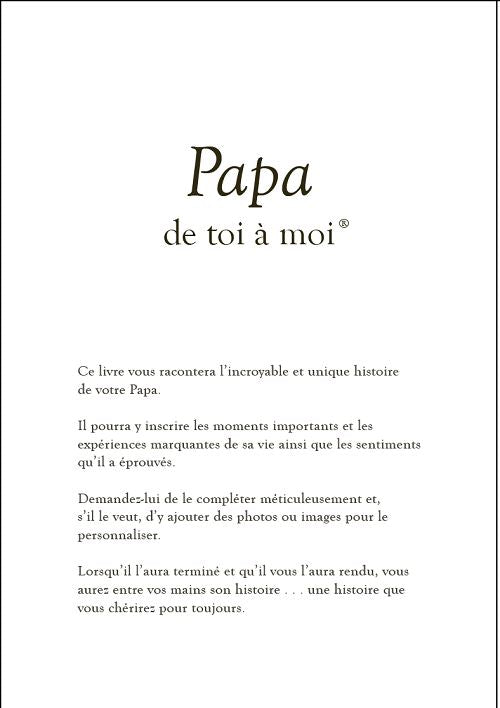 Journal mémoire « Papa, de toi à moi » (relié)