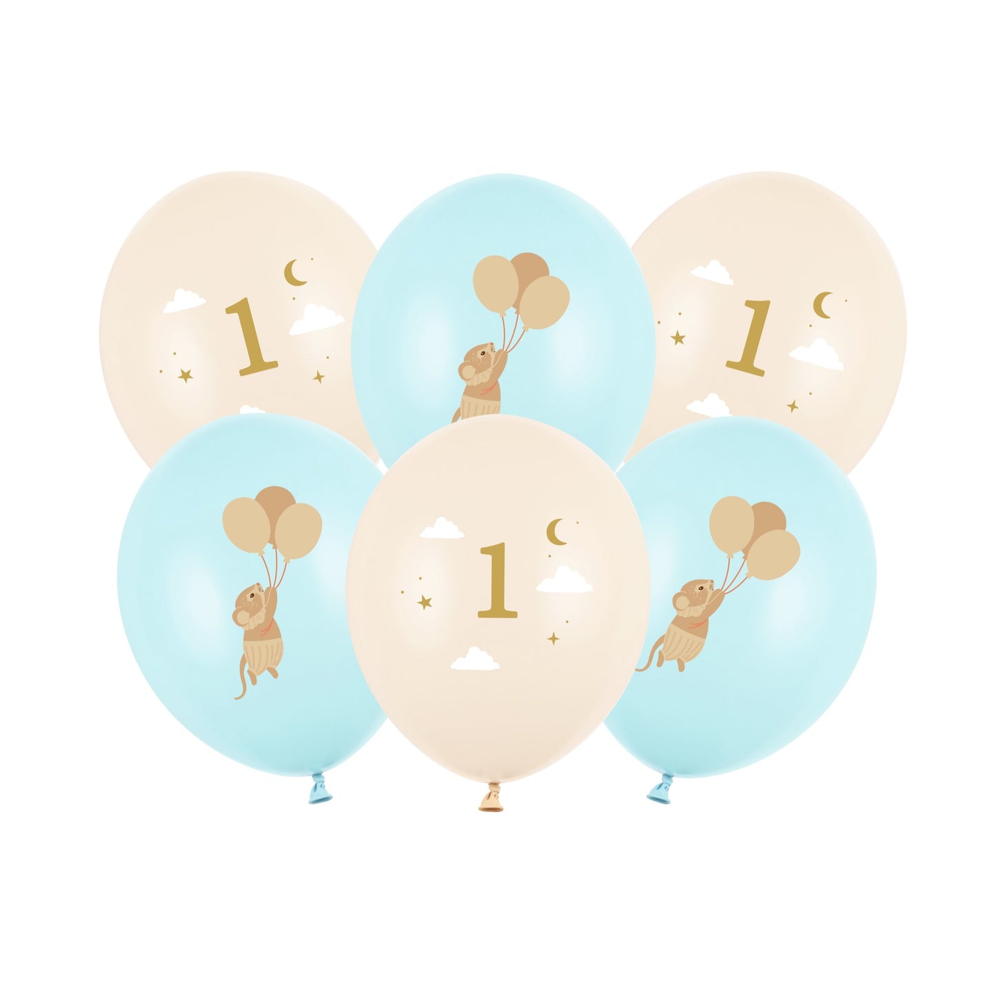 Ballons en Latex - 1 an avec souris Bleu