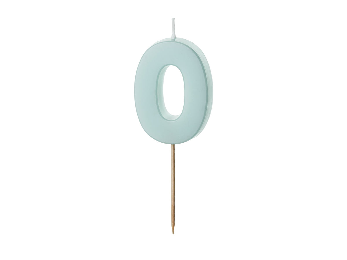 Bougie Chiffre 0 - Bleu clair (5.5cm)
