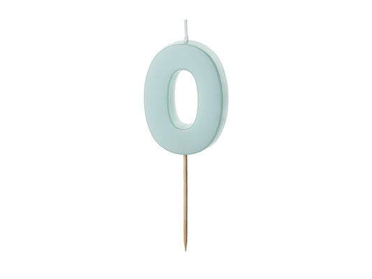 Bougie Chiffre 0 - Bleu clair (5.5cm)