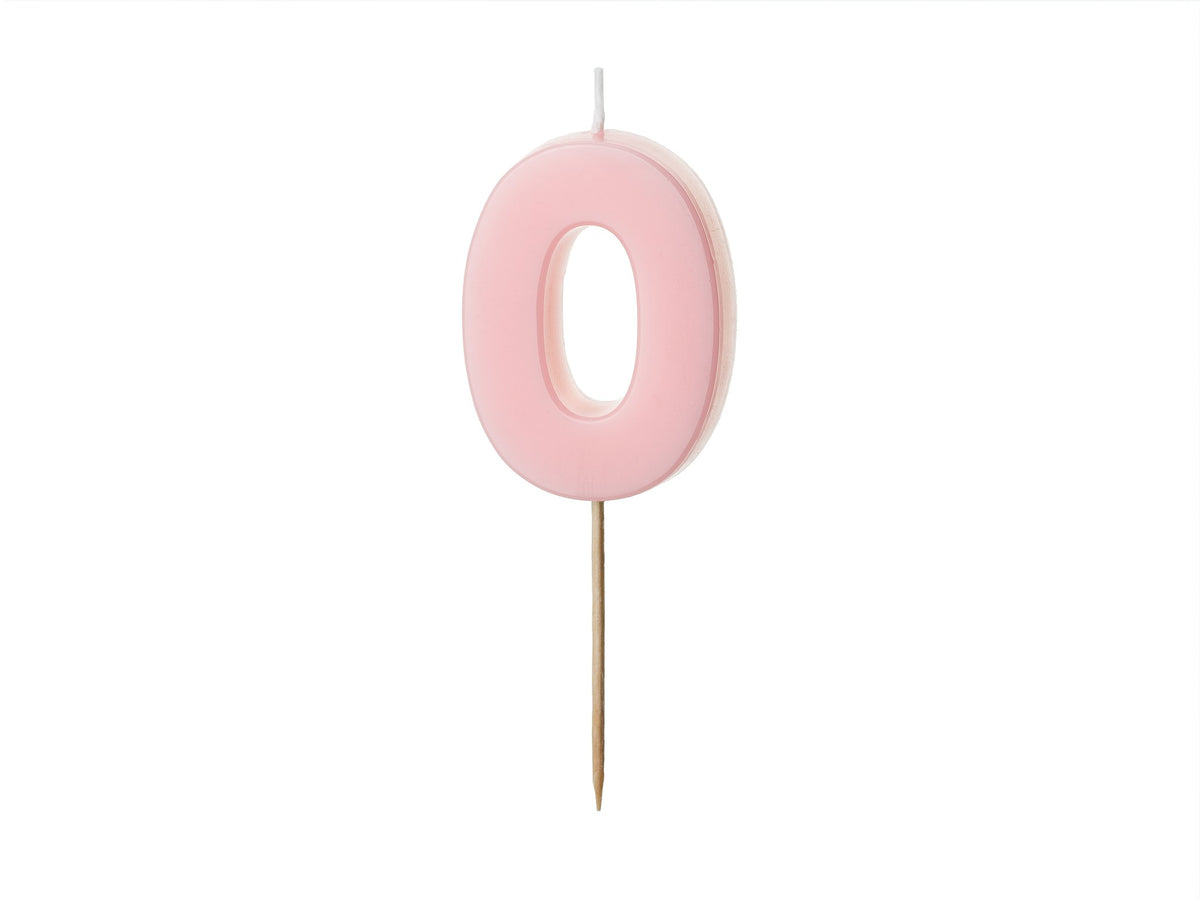 Bougie Chiffre 0 - Rose clair (5.5cm)