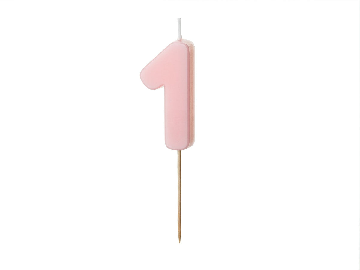 Bougie chiffre 1 rose clair (5.5cm)
