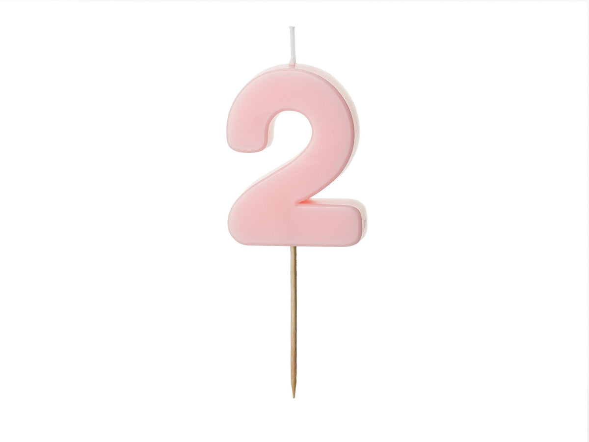 Bougie chiffre 2 rose clair (5.5cm)