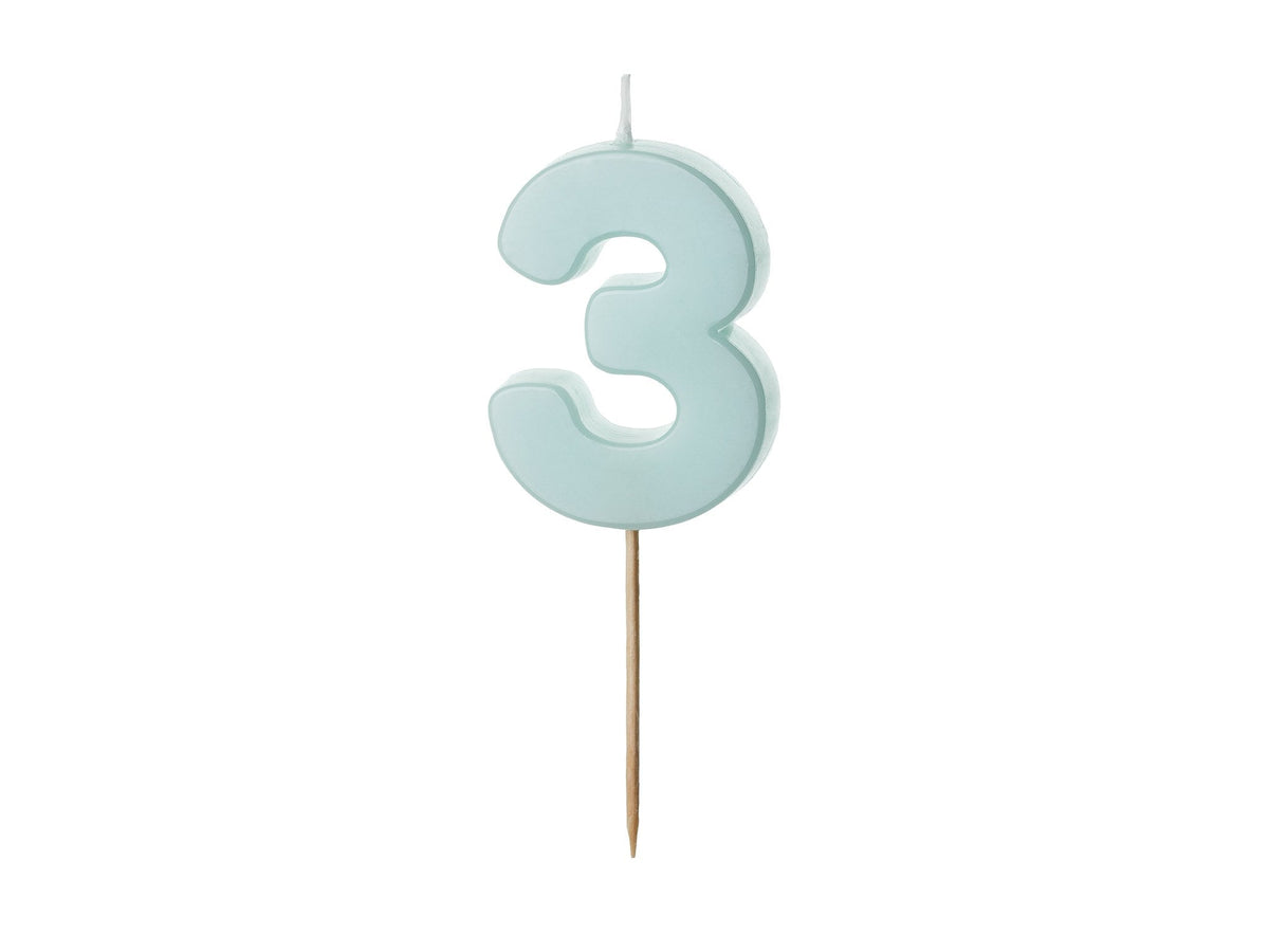 Bougie chiffre 3 bleu clair (5.5cm)
