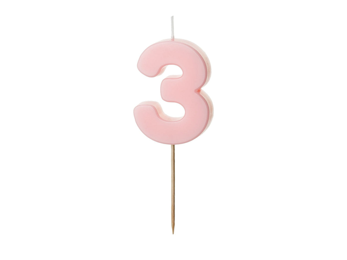 Bougie chiffre 3 rose clair (5.5cm)