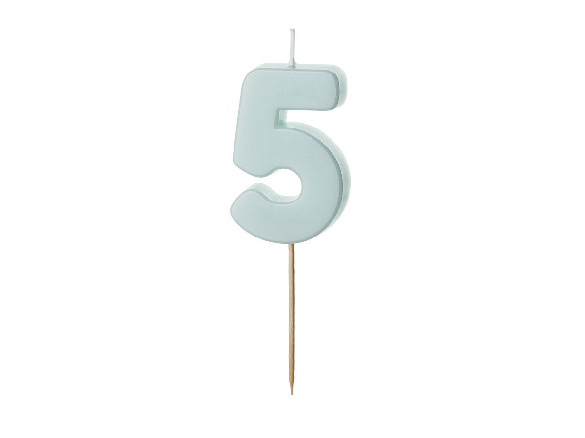 Bougie chiffre 5 bleu clair (5.5cm)