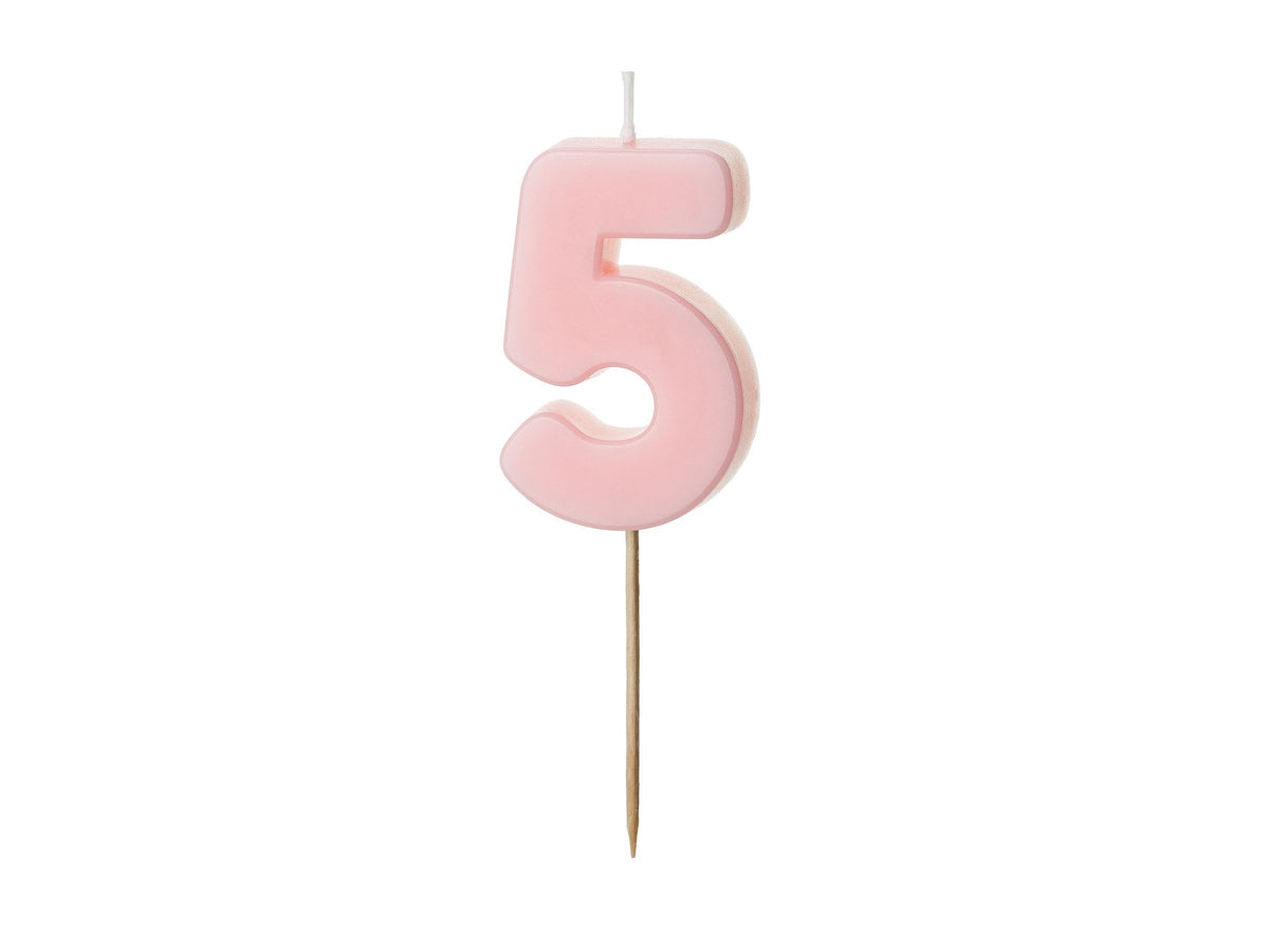 Bougie chiffre 5 rose clair (5.5cm)