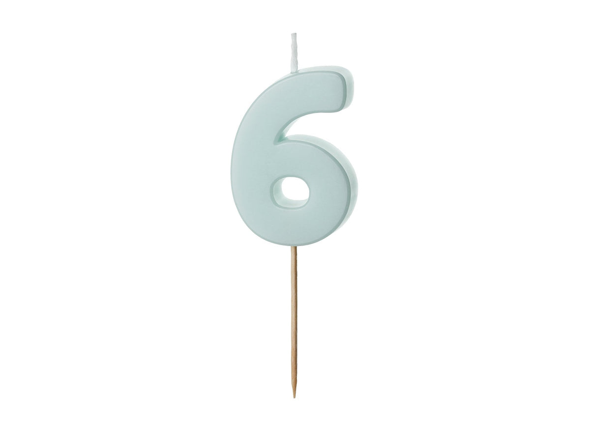 Bougie chiffre 6 bleu clair (5.5cm)