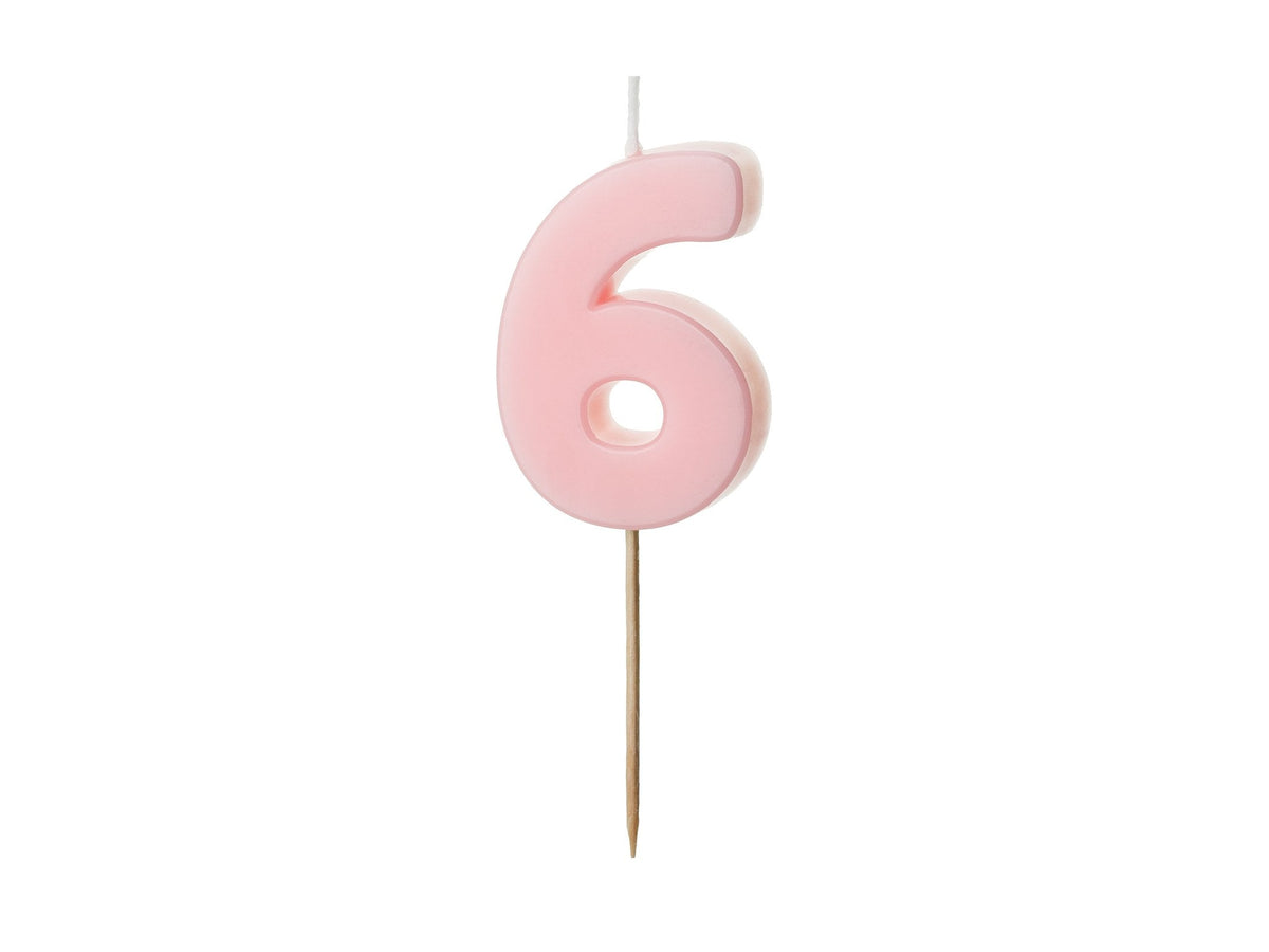 Bougie chiffre 6 rose clair (5.5cm)