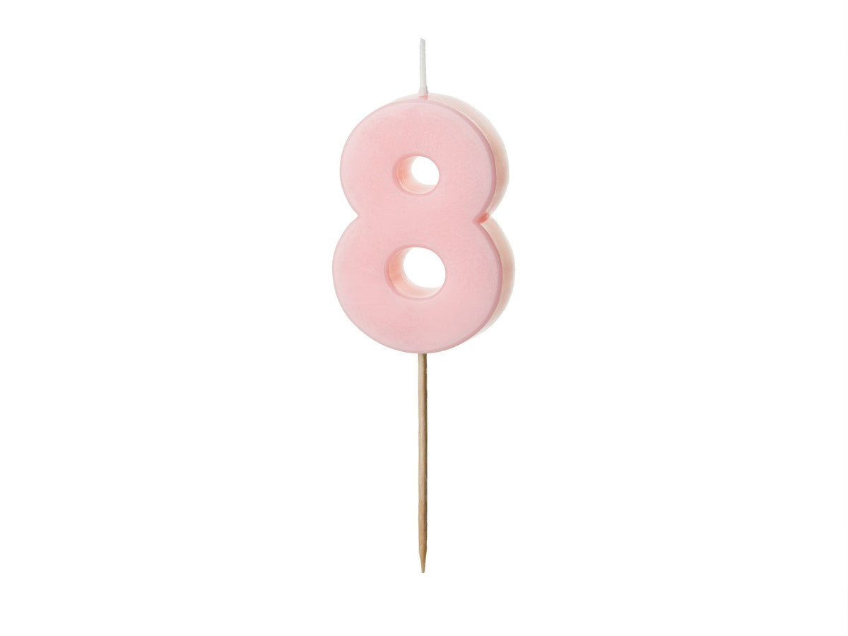 Bougie chiffre 8 rose clair (5.5cm)