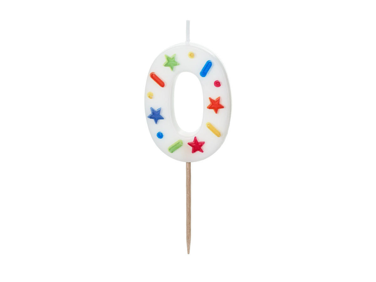 Bougie Chiffre 0 - Confettis (5.5cm)