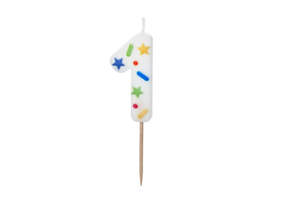 Bougie chiffre 1 confettis (5.5cm)