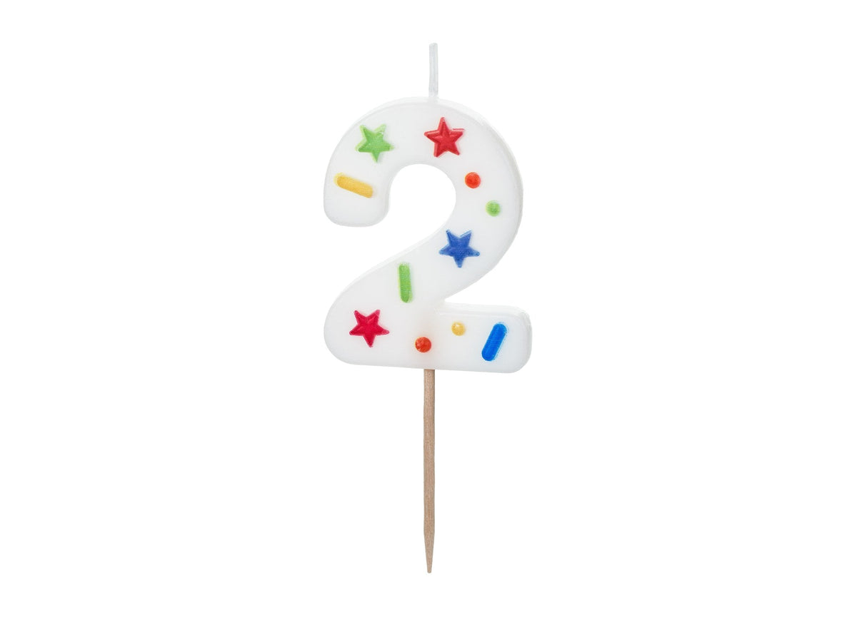 Bougie chiffre 2 confettis (5.5cm)