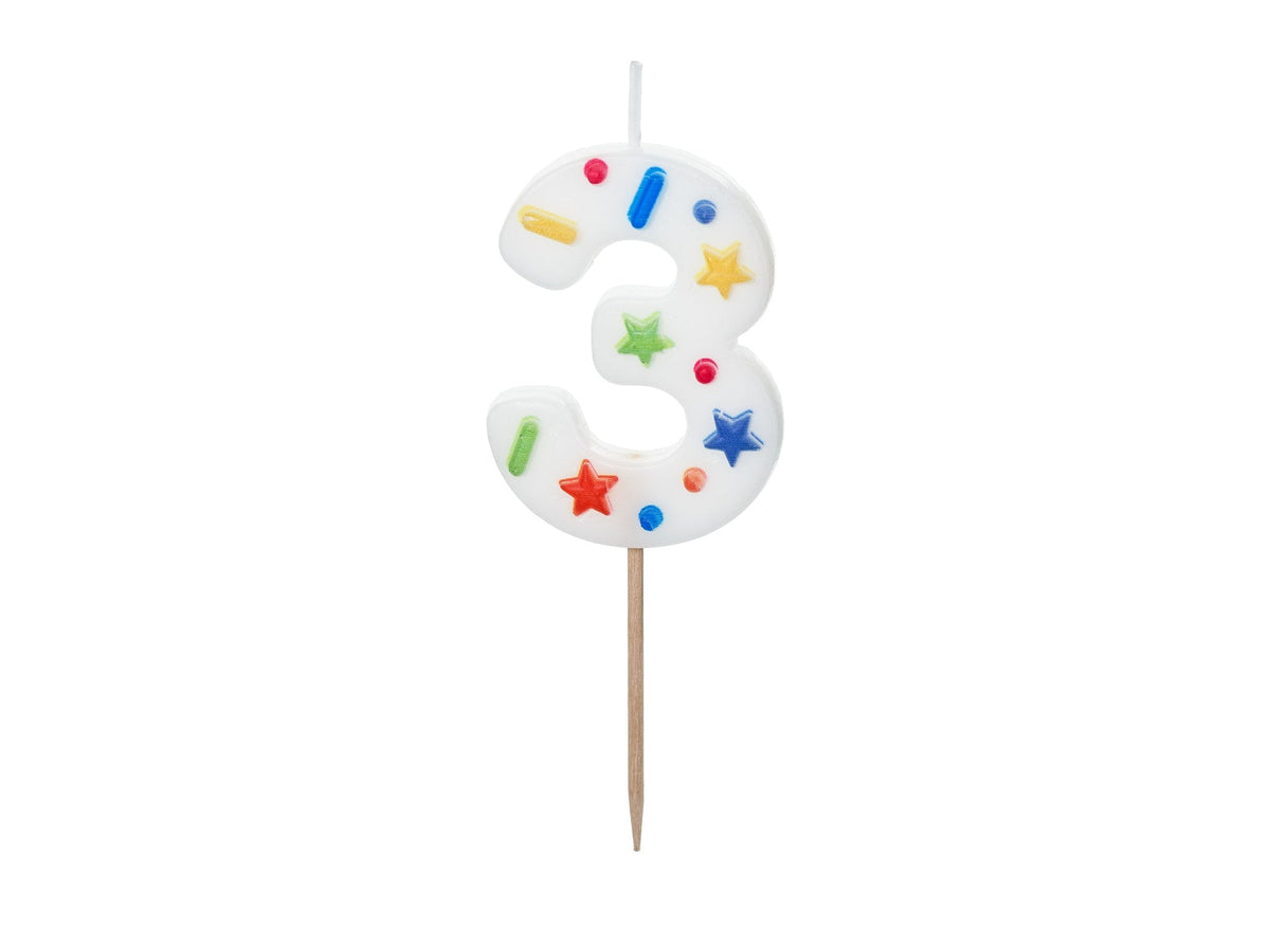 Bougie chiffre 3 confettis (5.5cm)