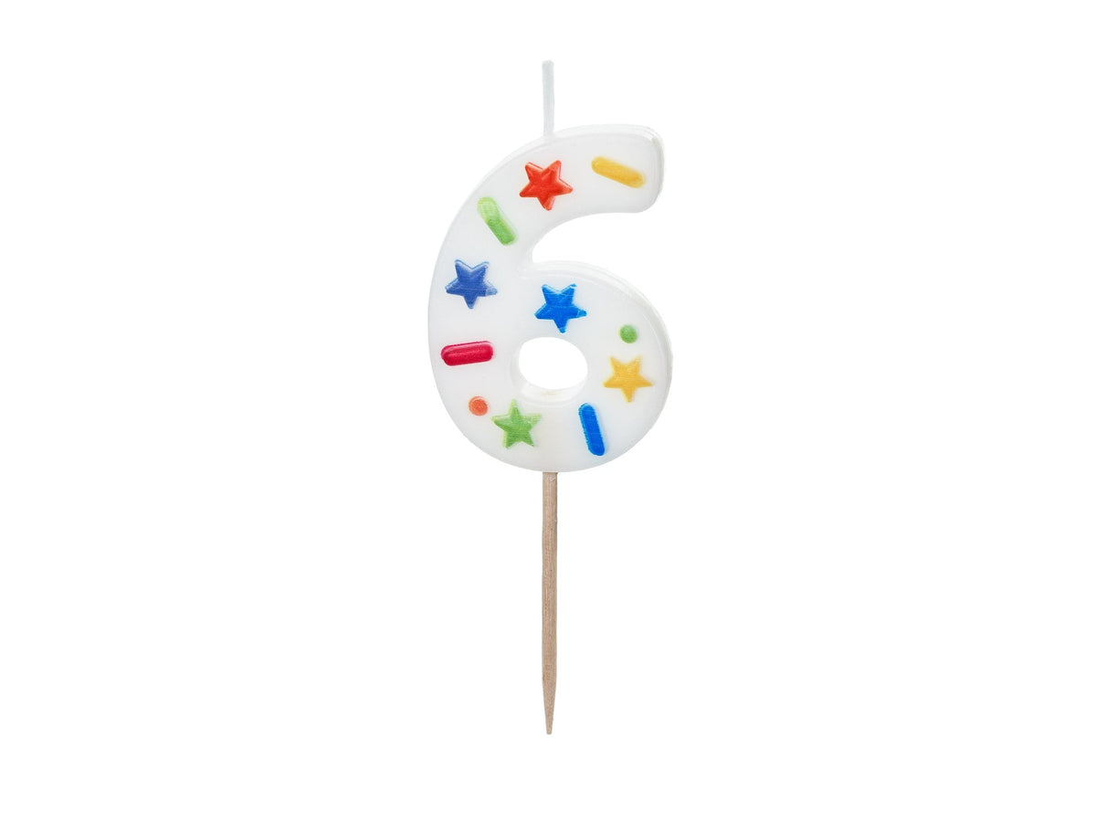 Bougie chiffre 6 confettis (5.5cm)
