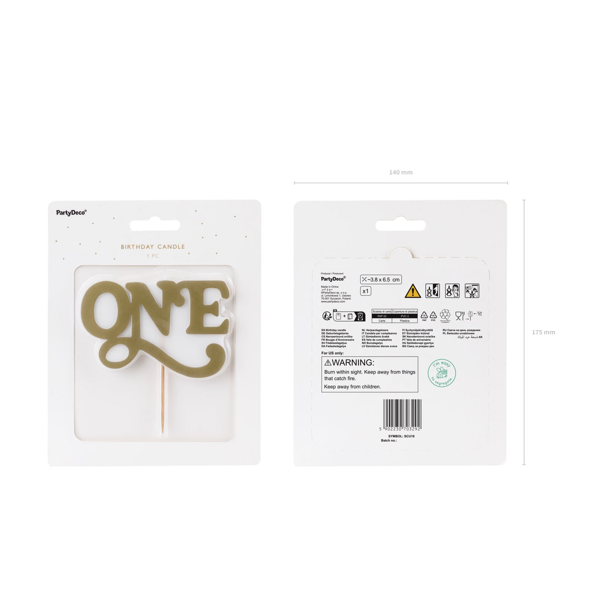 Bougie d’anniversaire "One" doré