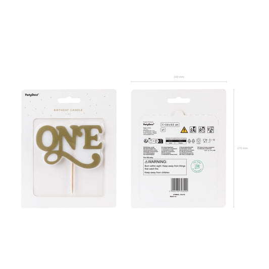 Bougie d’anniversaire "One" doré