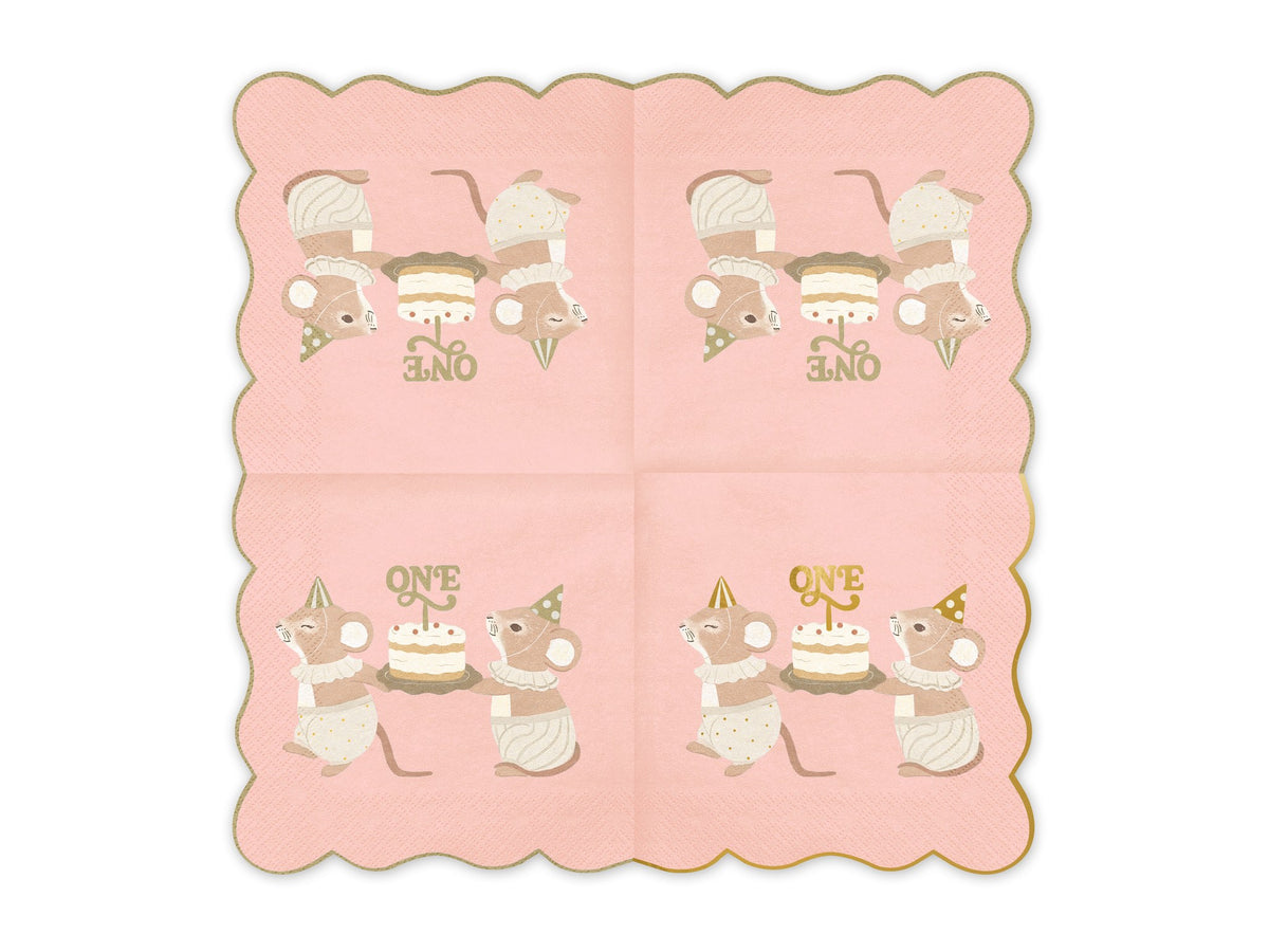 Serviettes One Souris - Rose (12pcs)