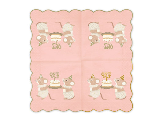 Serviettes One Souris - Rose (12pcs)