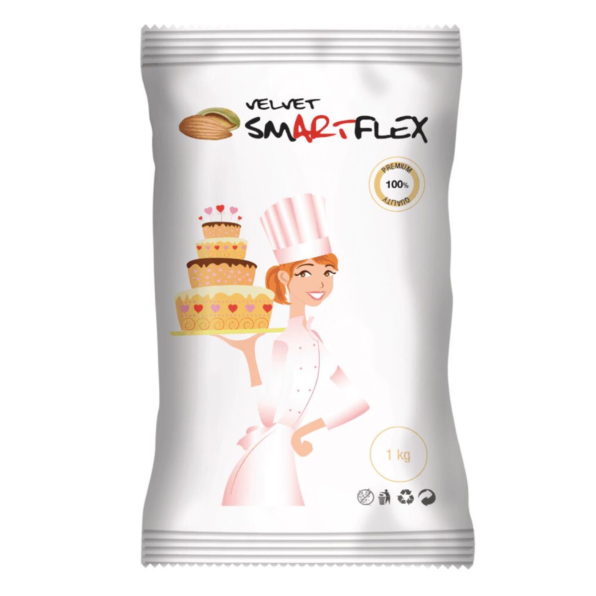 SmartFlex Pâte à sucre Velvet blanche arôme amande - 1kg