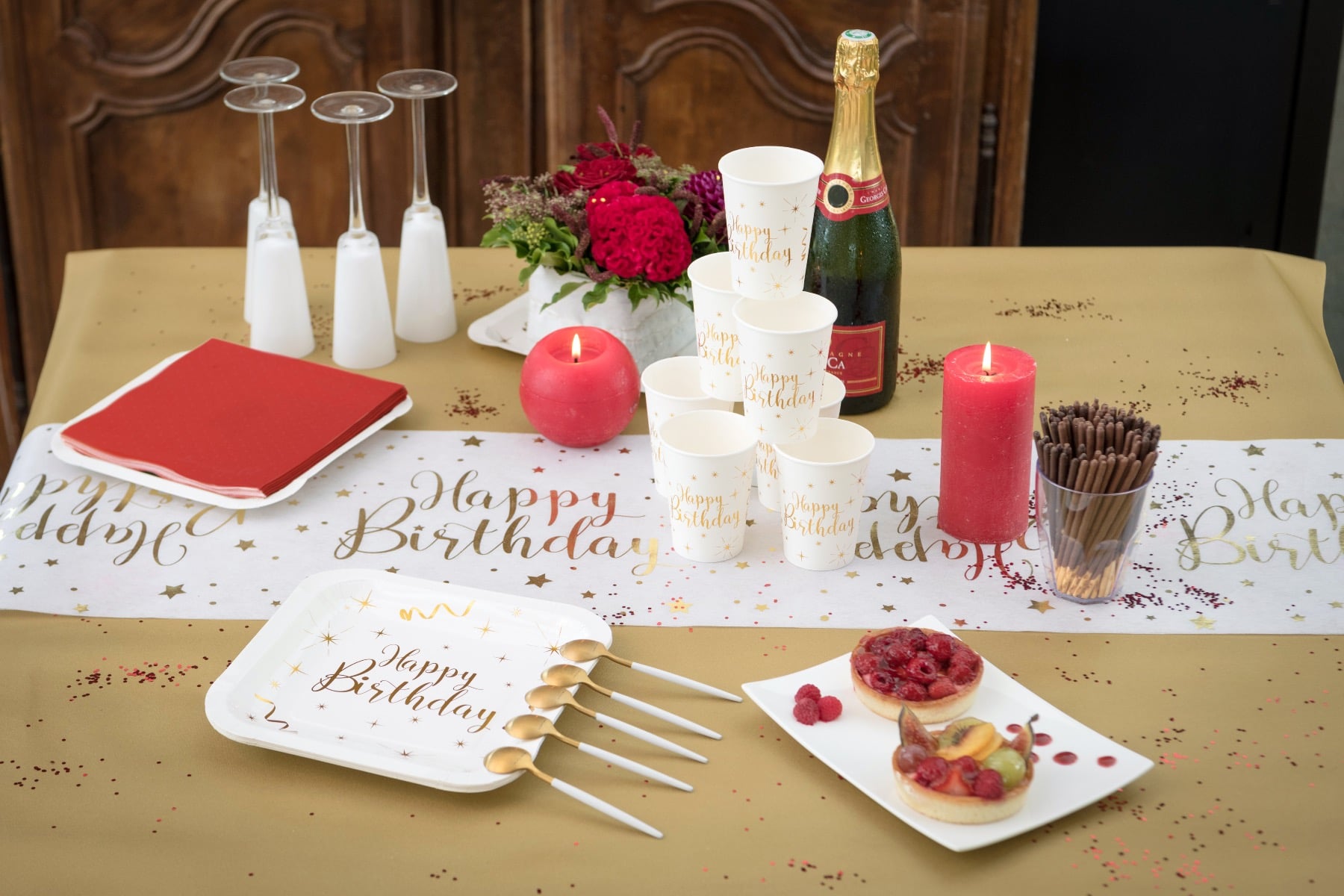 Assiette Happy Birthday Or (10 pcs)