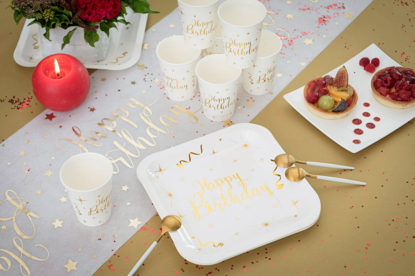 Assiette Happy Birthday Or (10 pcs)