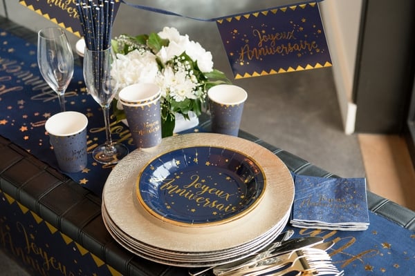 Assiettes "Joyeux Anniversaire" Or (10 pcs)