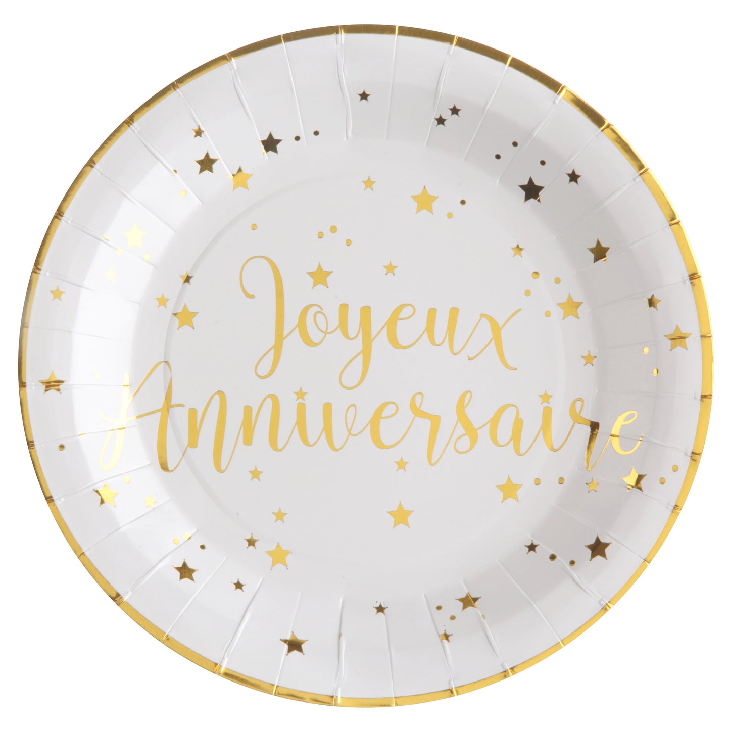 Assiettes "Joyeux Anniversaire" Or (10 pcs)