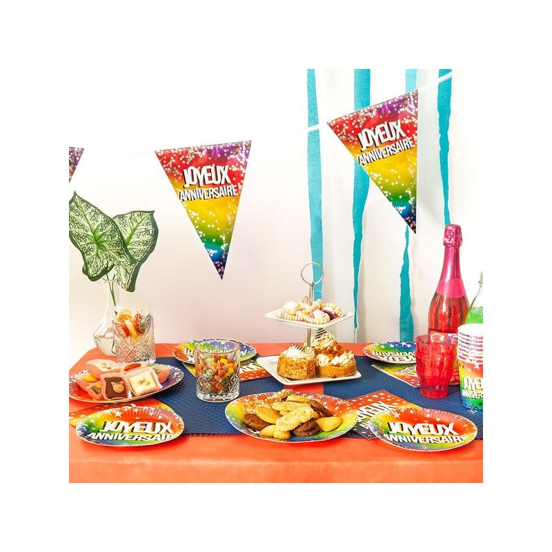 Guirlande Joyeux anniversaire fanions multicolores