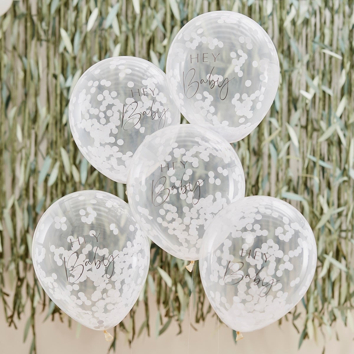 Ballons confettis Hey Baby (5pcs)