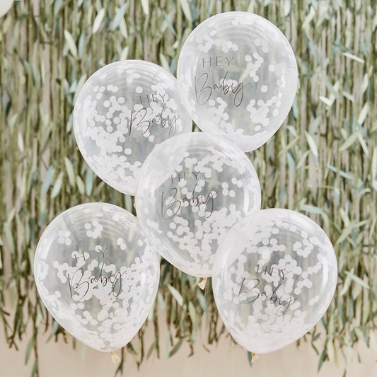 Ballons confettis Hey Baby (5pcs)