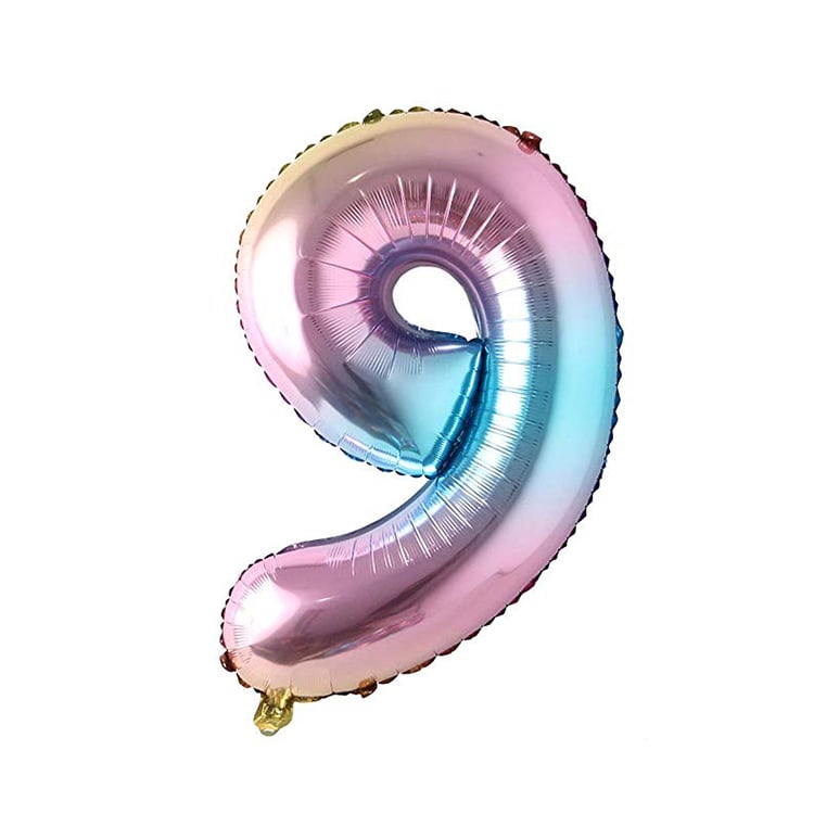 Ballon Chiffre Alu 40cm Multicouleur - 9