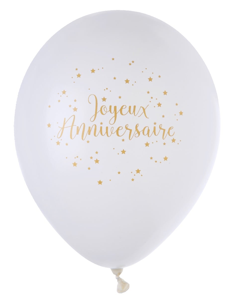 Ballons Joyeux Anniversaire Blanc (8 pcs)