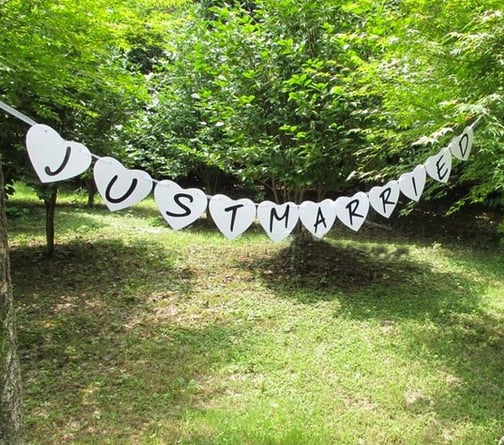 Guirlande Just Married - Coeurs blancs