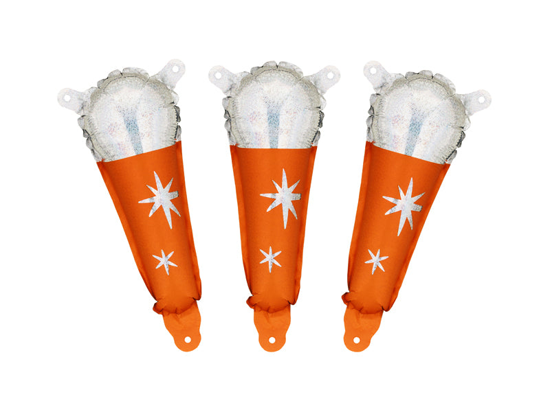 Ballons Micro Alu orange pour guirlande (10 x 25 cm, 3 pièces)
