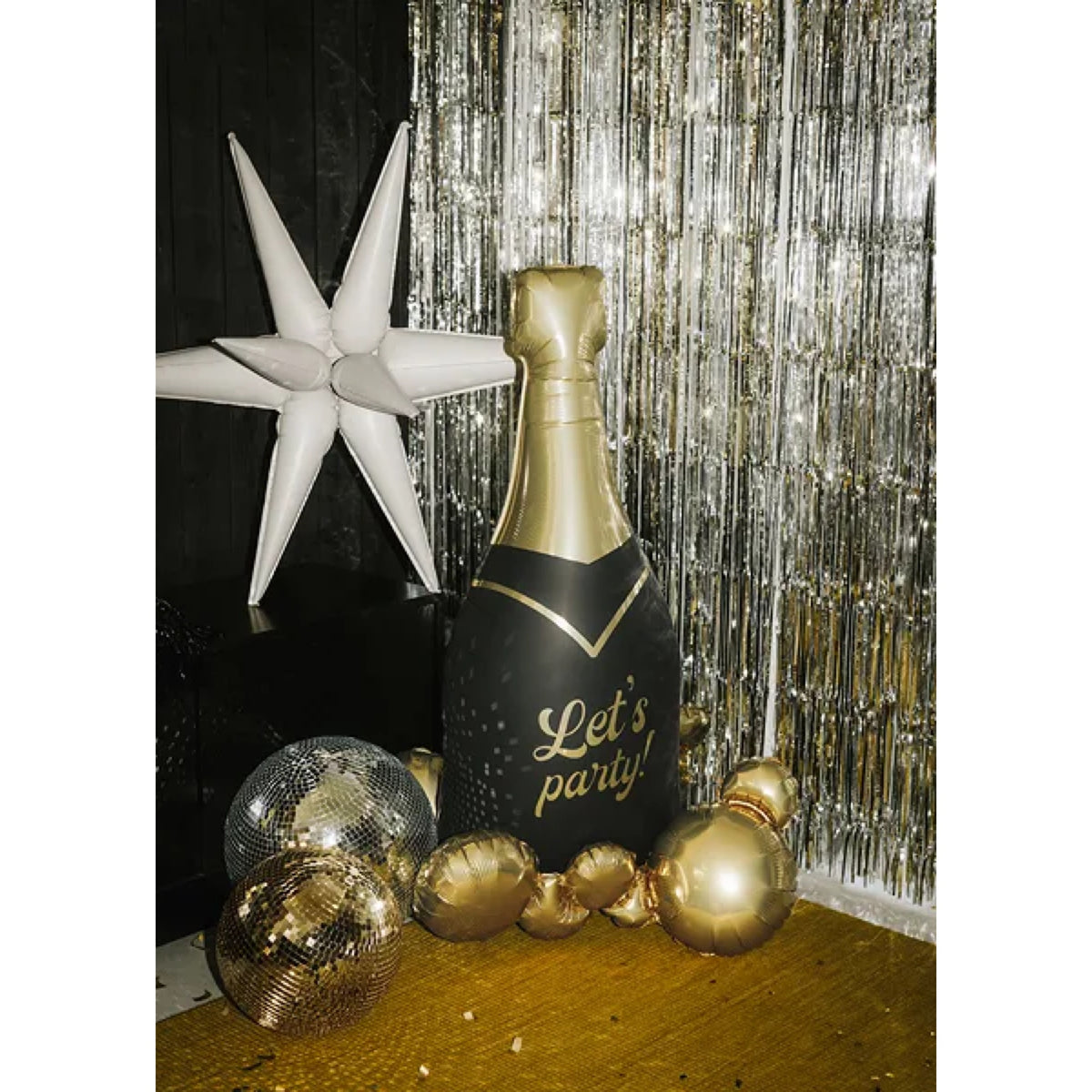Ballon en alu - Bouteille de champagne Let's Party