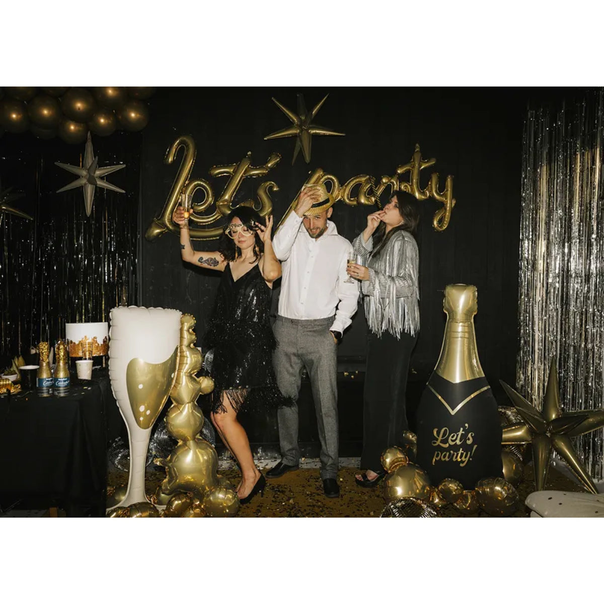 Ballon en alu - Bouteille de champagne Let's Party
