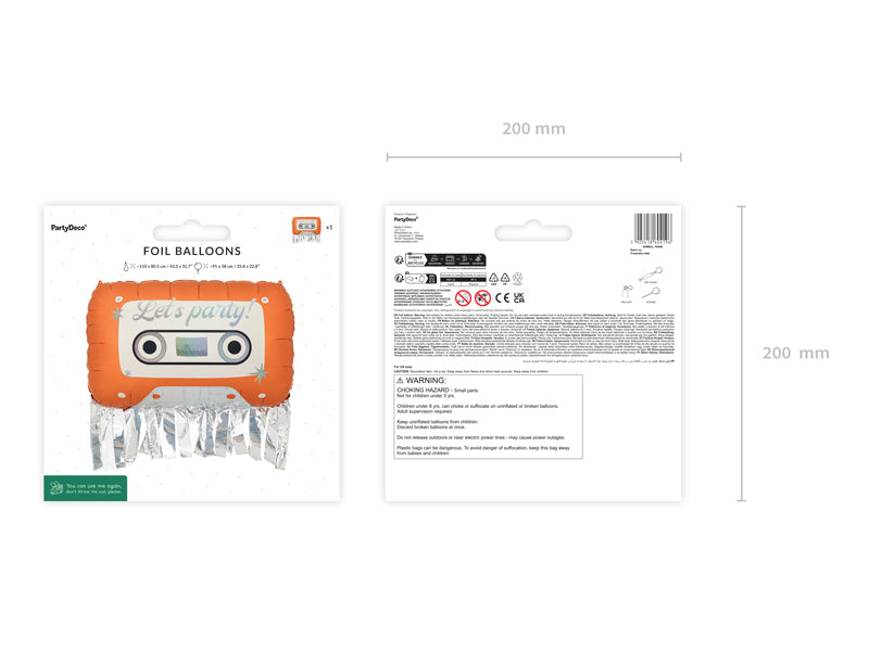Ballon Cassette Alu orange (91 x 58 cm)