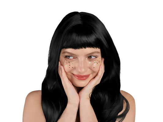 Perruque cheveux longs noire