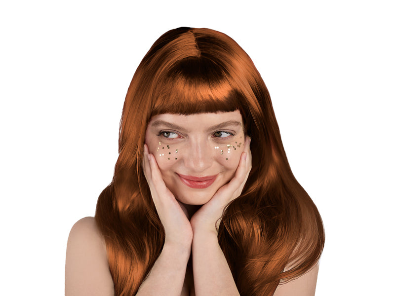 Perruque cheveux longs rousse