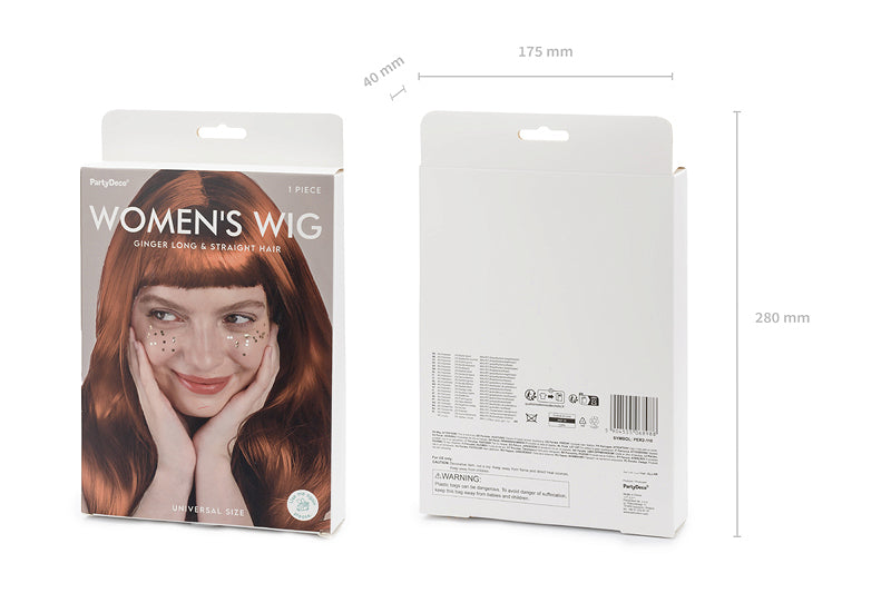 Perruque cheveux longs rousse