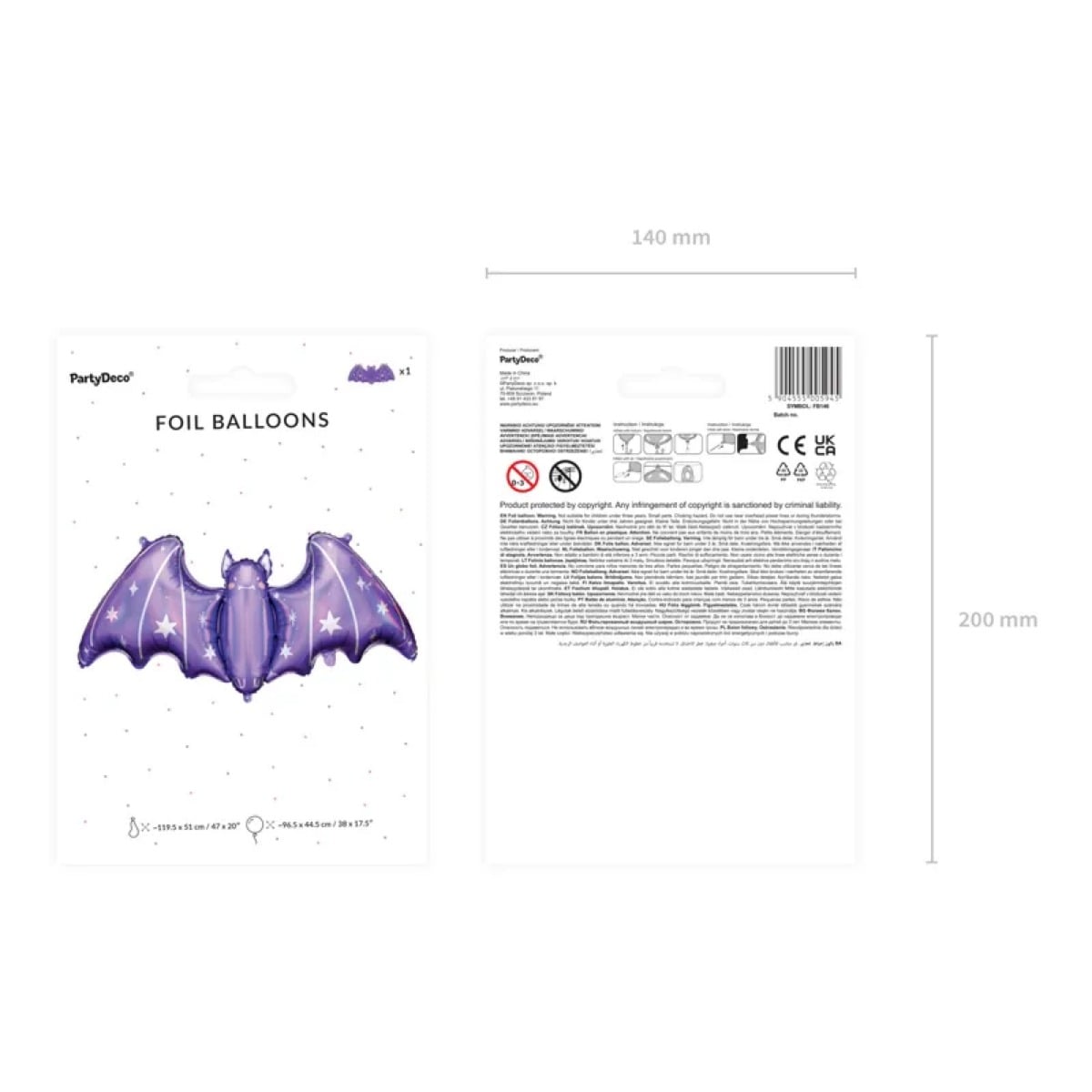 Ballon Alu - Chauve-souris Violette (119cm)