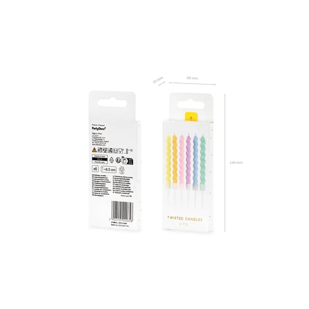 Bougies Torsade Multicolore (6pcs)