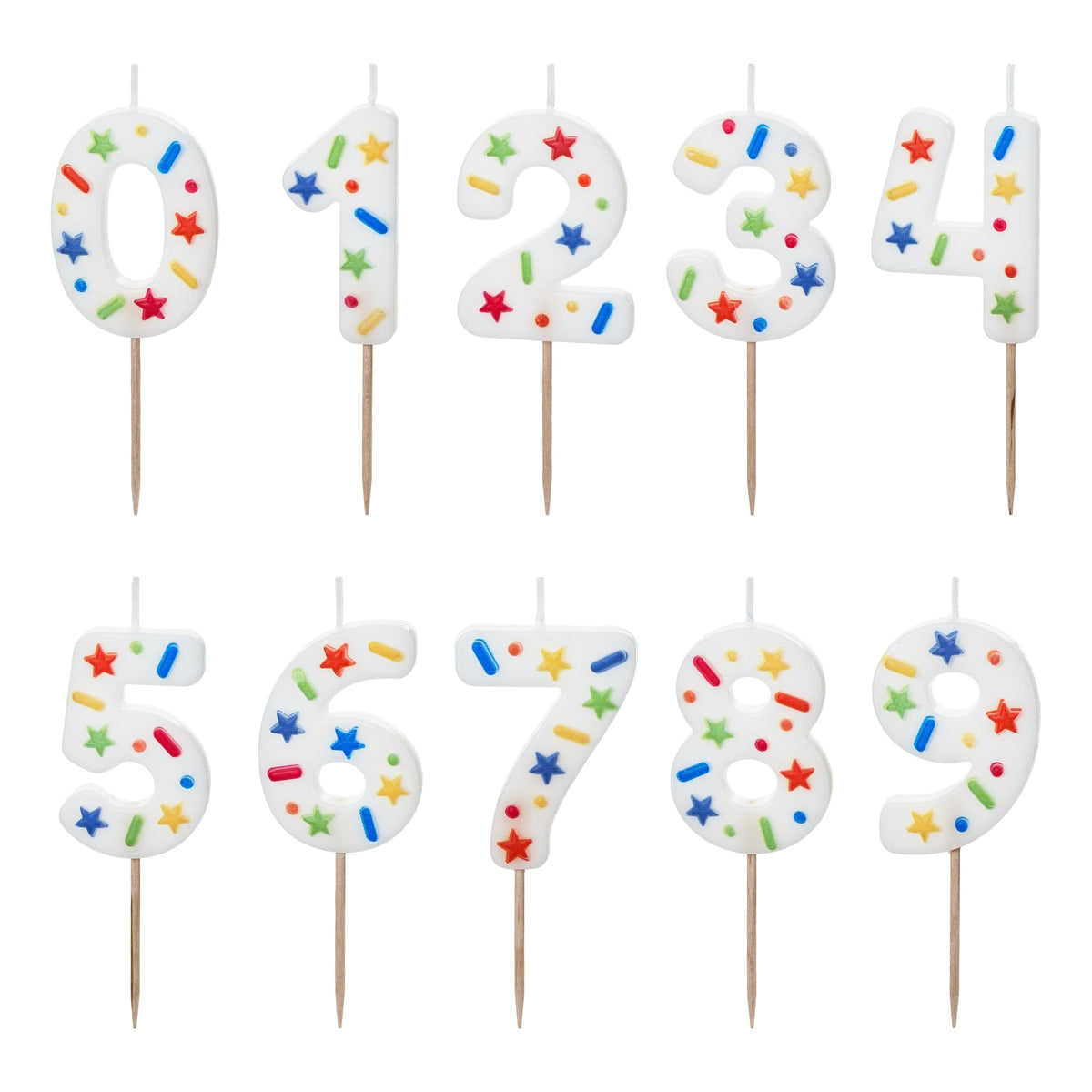 Bougies chiffres confettis de 0 à 9 (5.5cm)